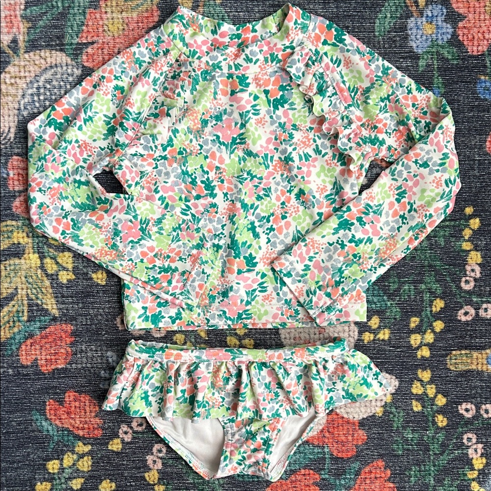 Tucker + Tate 2-Piece Toddler Floral Ruffle Swimsuit, Size 3